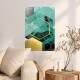 Placa Decorativa Hex�gono Dourado e Verde �gua