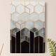 Placa Decorativa Geom�tricos 3D M�rmore Preto Branco e Dourado 02