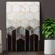 Placa Decorativa Geom�tricos 3D M�rmore Preto Branco e Dourado 02