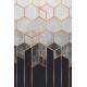 Placa Decorativa Geom�tricos 3D M�rmore Preto Branco e Dourado 02