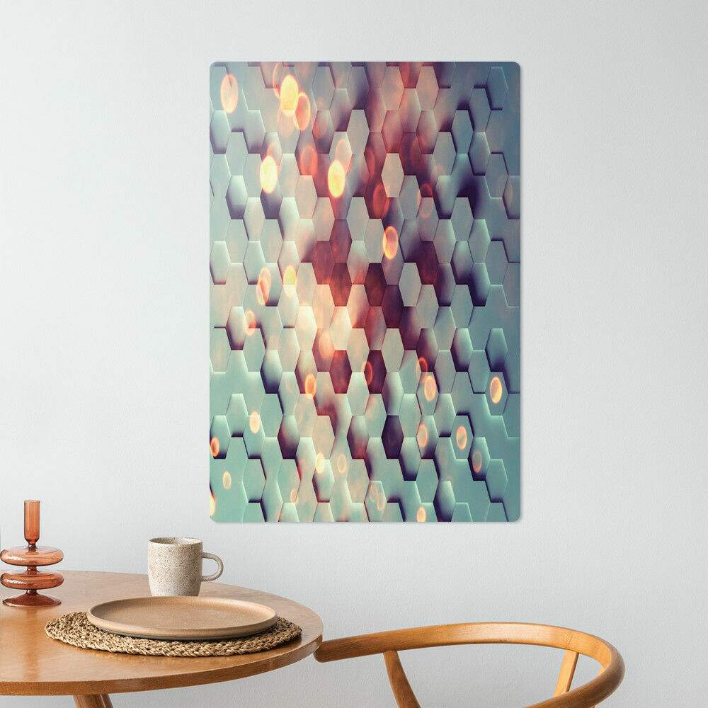 Placa Decorativa Abstrato Hexgonos Cinza 3D