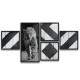 Conjunto de Quadros Decorativos On�a Pintada Preto e Branco Abstrato