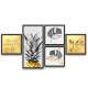 Conjunto de Quadros Decorativos Abacaxi Dourado