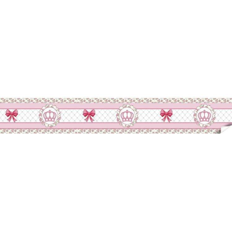Faixa Infantil Floral com Coroa e Lao Rosa