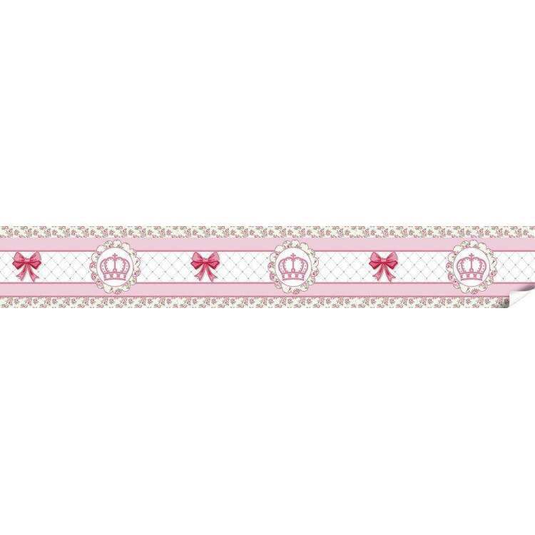 Faixa Infantil Floral com Coroa e Lao Rosa