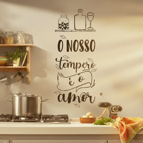 Adesivo de parede Frase Nosso Tempero e o Amor