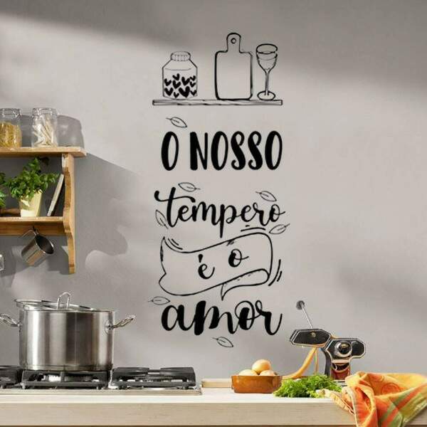 Adesivo de parede Frase Nosso Tempero e o Amor