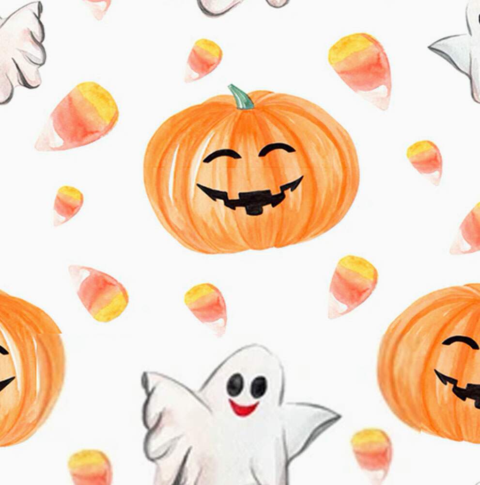 Papel de Parede Halloween Aboboras e Fantasminhas
