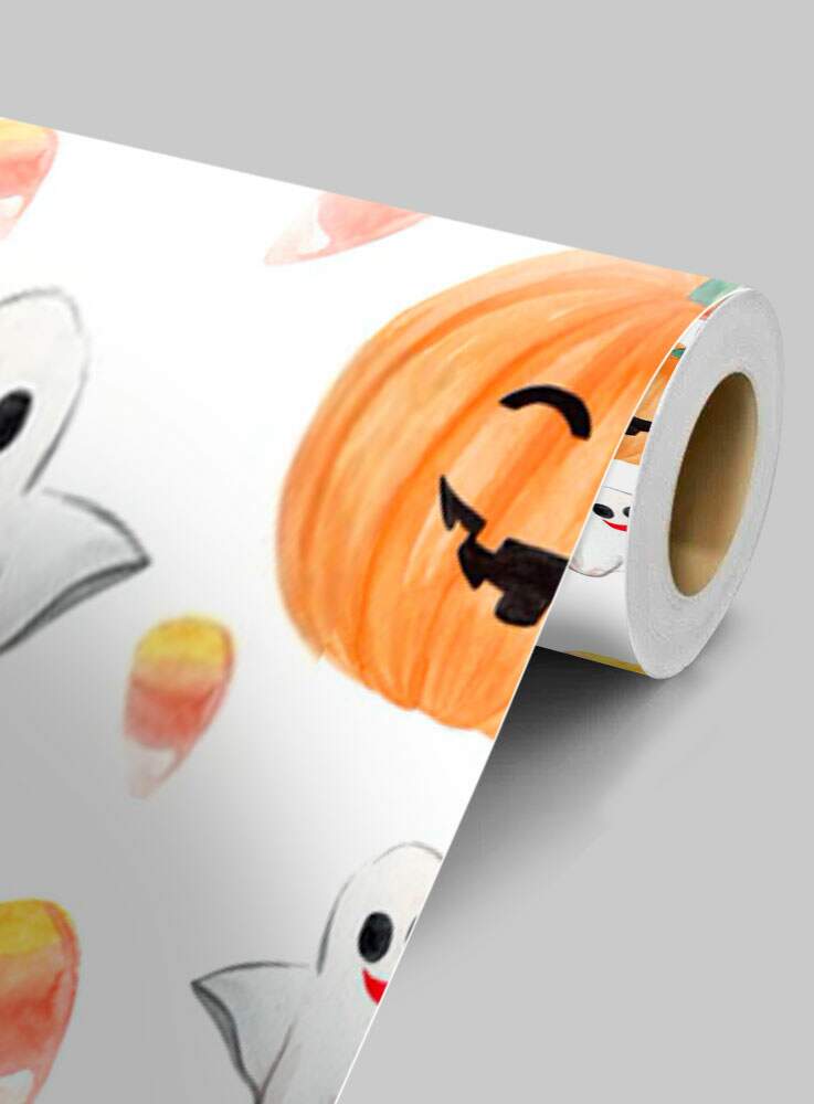 Papel de Parede Halloween Aboboras e Fantasminhas