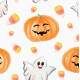 Papel de Parede Halloween Aboboras e Fantasminhas