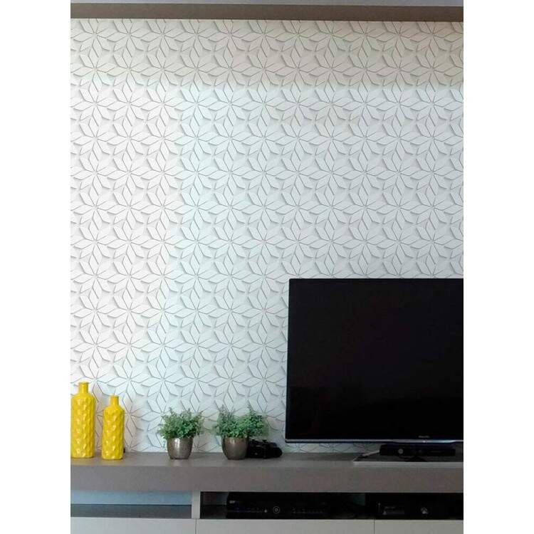 Papel de Parede 3D Flores Branca Pequena