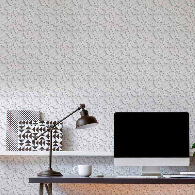 Papel de Parede 3D Flores Branca Pequena