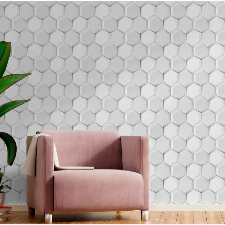 Papel de Parede 3D Colmeia Branca