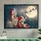 Quadro Decorativo Natal Papai Noel e Renas Voando