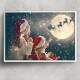 Quadro Decorativo Natal Papai Noel e Renas Voando