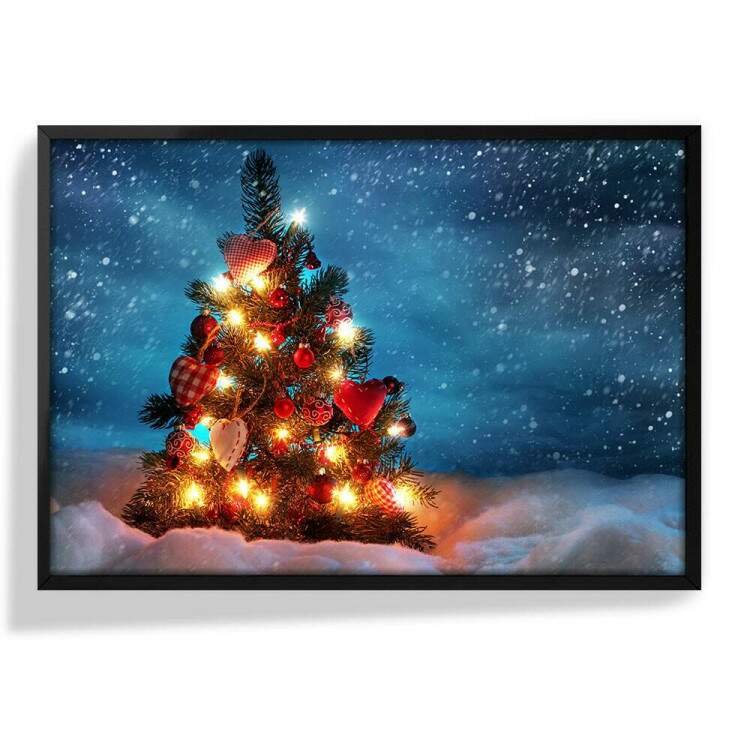 Quadro Decorativo Natal Arvore com Nevasca