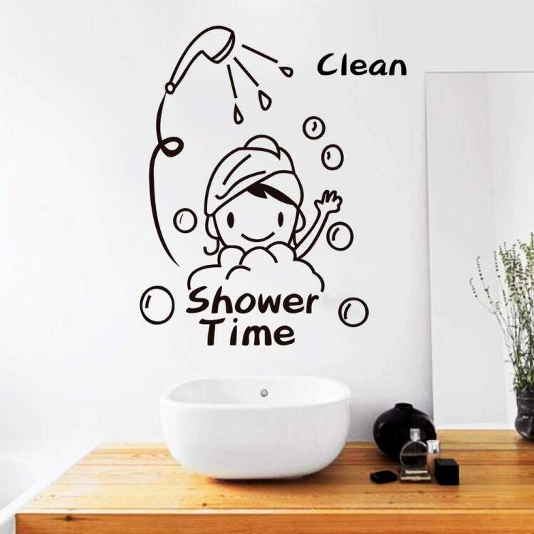 Adesivo Decorativo Para Parede de Banheiro Shower Time