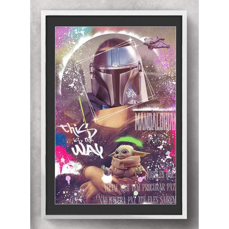 Quadro Decorativo Mandalorian Baby Yoda Efeito Spray