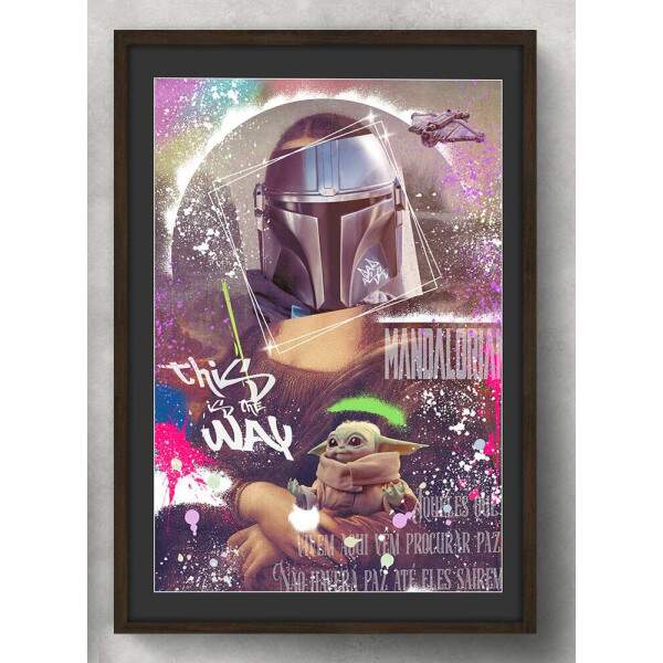 Quadro Decorativo Mandalorian Baby Yoda Efeito Spray