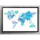 Quadro Decorativo Mapa-M�ndi Aquarela Azul