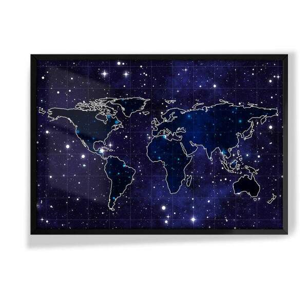 Quadro Decorativo Mapa-Mndi Estrelas