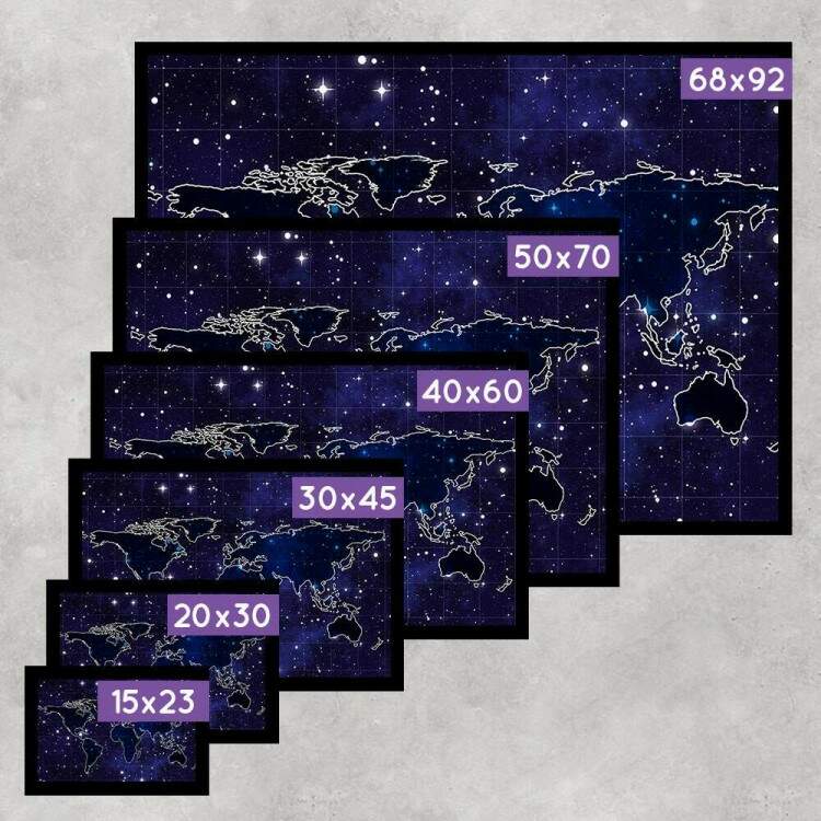 Quadro Decorativo Mapa-Mndi Estrelas