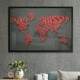 Quadro Decorativo Mapa-M�ndi Nomes em Vermelho