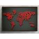 Quadro Decorativo Mapa-M�ndi Nomes em Vermelho