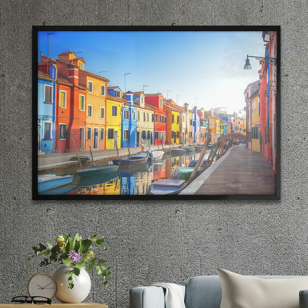 Quadro Decorativo Veneza Predios Coloridos