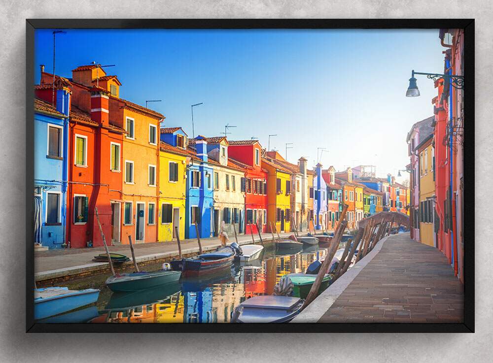 Quadro Decorativo Veneza Predios Coloridos