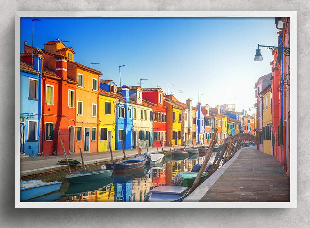 Quadro Decorativo Veneza Predios Coloridos