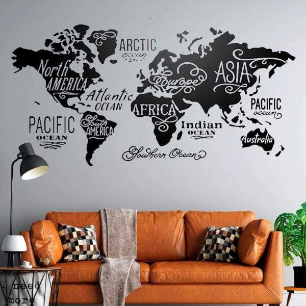Adesivo de Parede Decorativo Mapa-Mndi Continentes