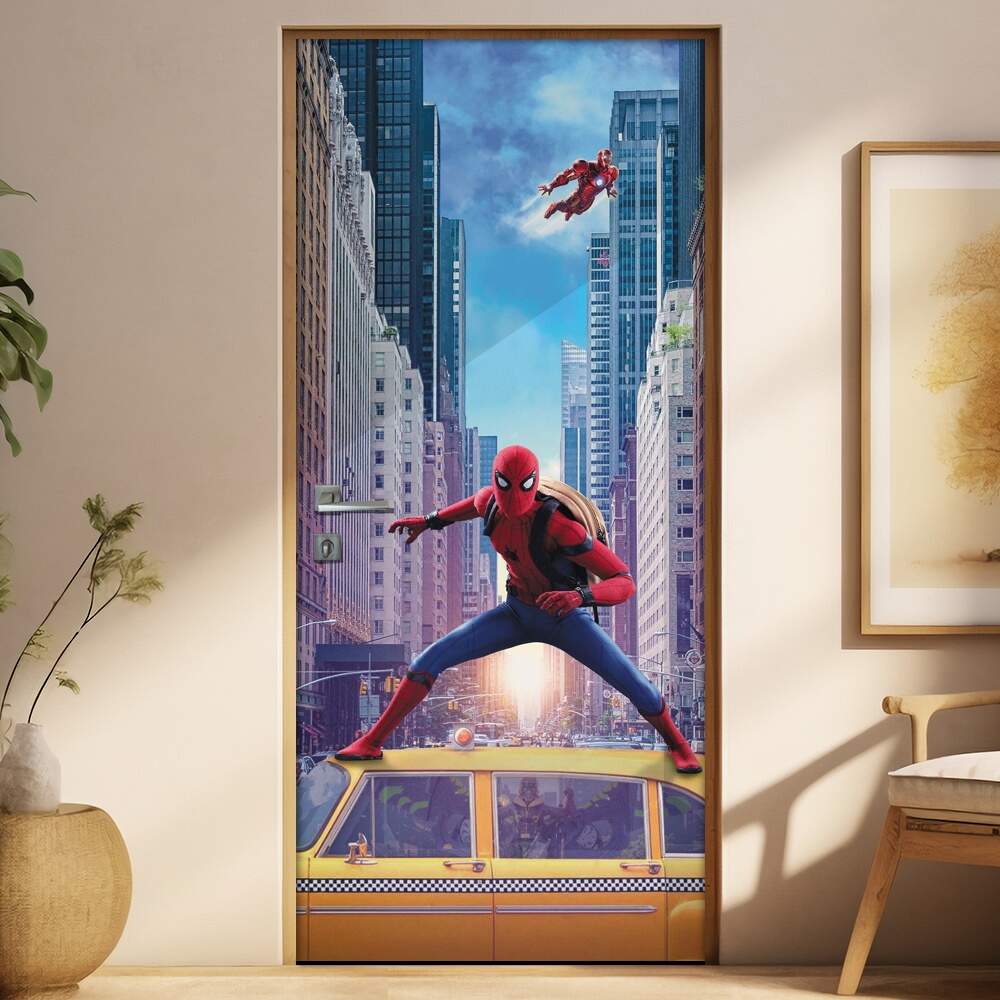 Adesivo para Porta Homem Aranha e Homem de Ferro