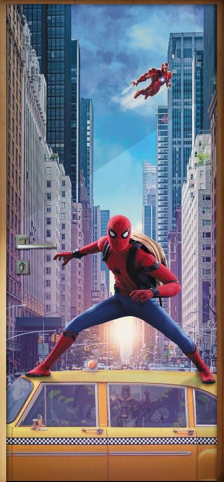 Adesivo para Porta Homem Aranha e Homem de Ferro