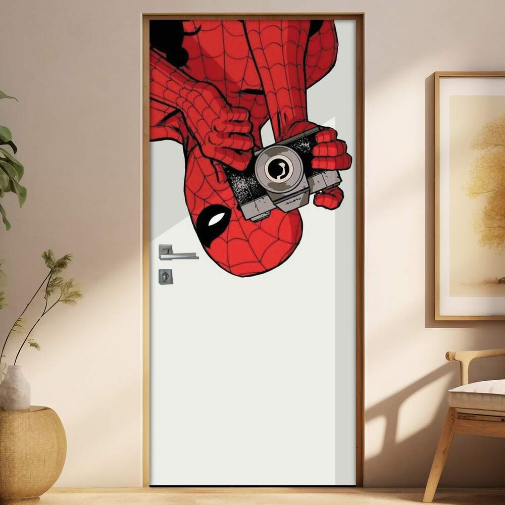 Adesivo para Porta Homem Aranha Tirando Foto