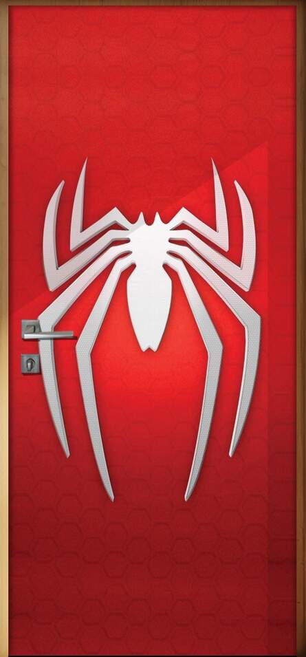 Adesivo para Porta Homem Aranha Logo Branco e Vermelho
