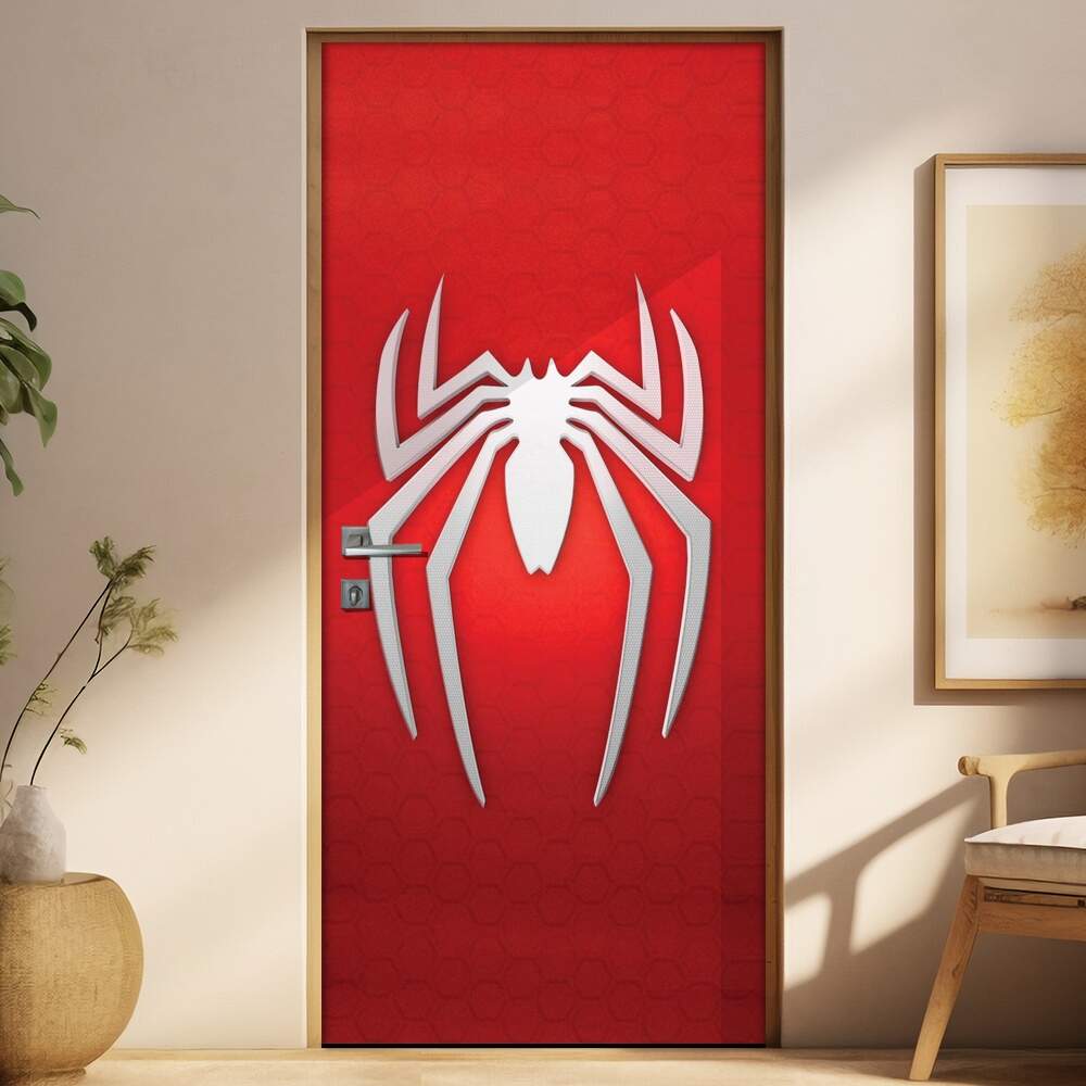 Adesivo para Porta Homem Aranha Logo Branco e Vermelho