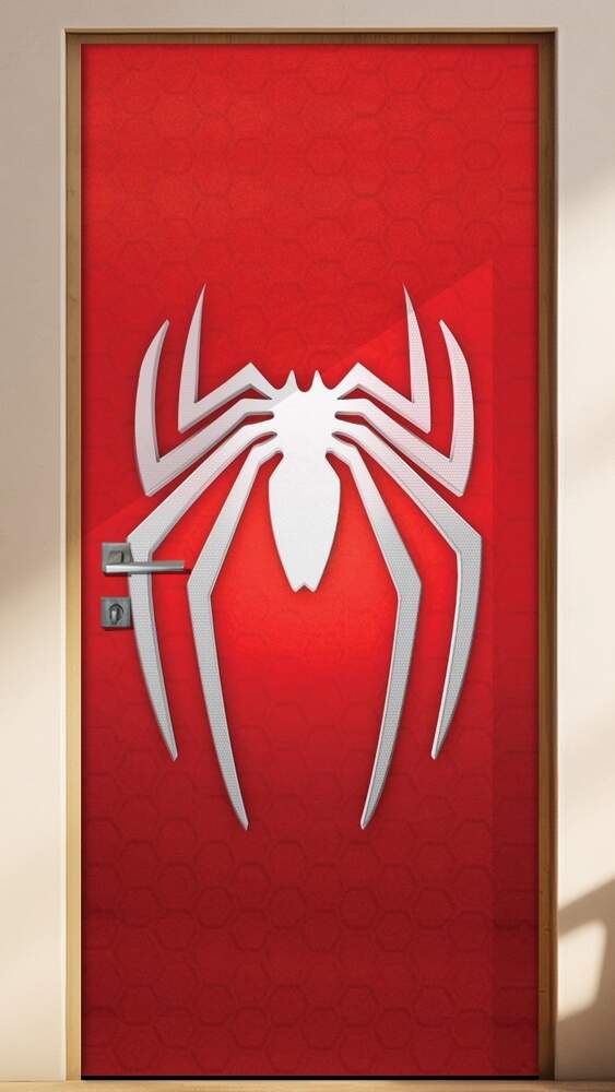 Adesivo para Porta Homem Aranha Logo Branco e Vermelho