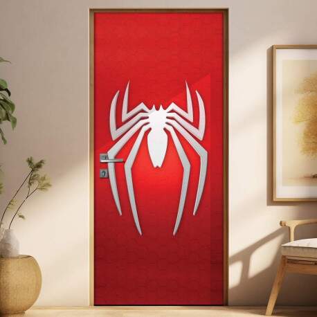 Adesivo para Porta Homem Aranha Logo Branco e Vermelho