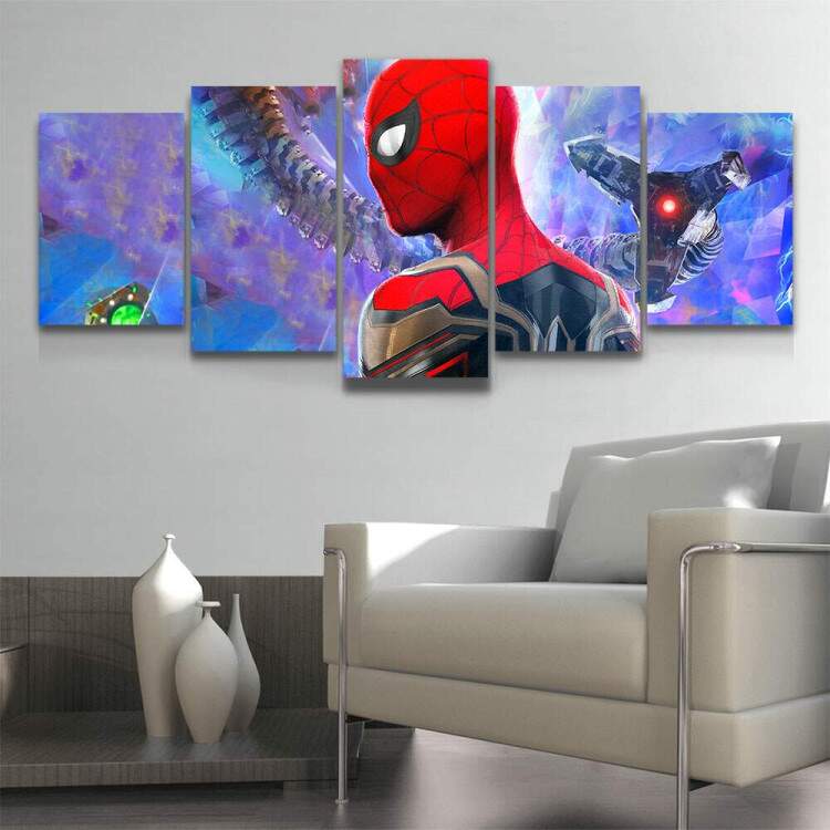 Kit 5 Quadros Decorativos Mosaico Homem Aranha 3