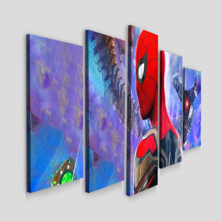 Kit 5 Quadros Decorativos Mosaico Homem Aranha 3