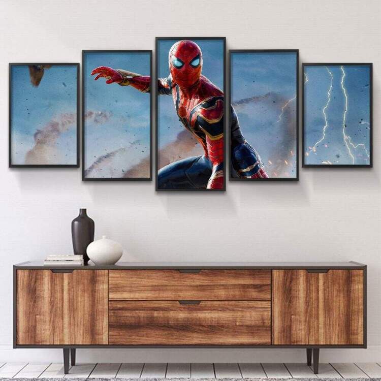 Kit 5 Quadros Decorativos Mosaico Homem Aranha No Way Home