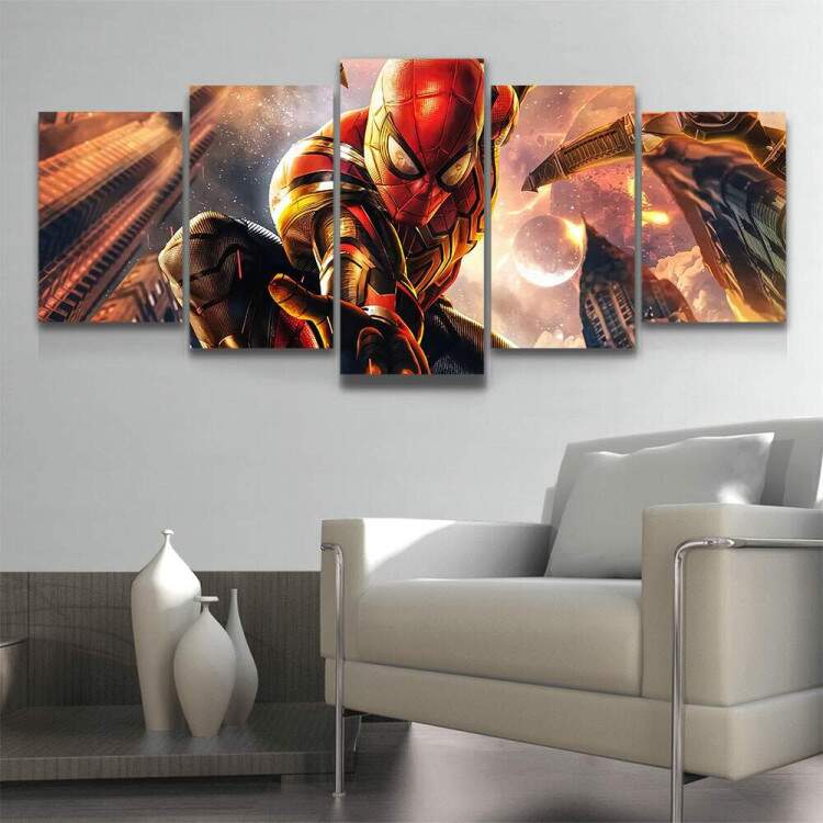 Kit 5 Quadros Decorativos Mosaico Homem Aranha No Way Home 02