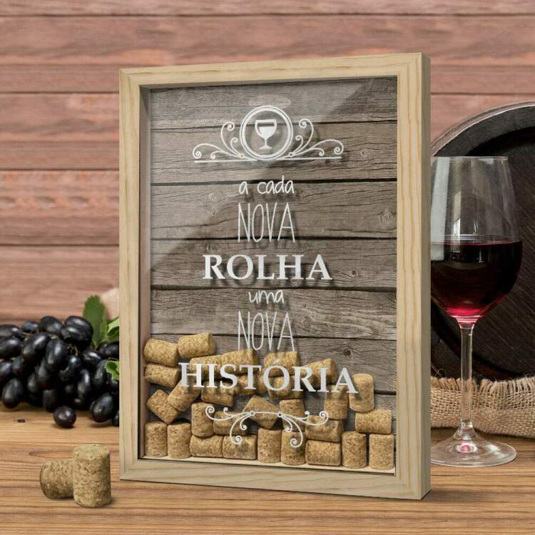 Quadro Decorativo Porta Rolhas a Cada Nova Rolha uma Nova Historia