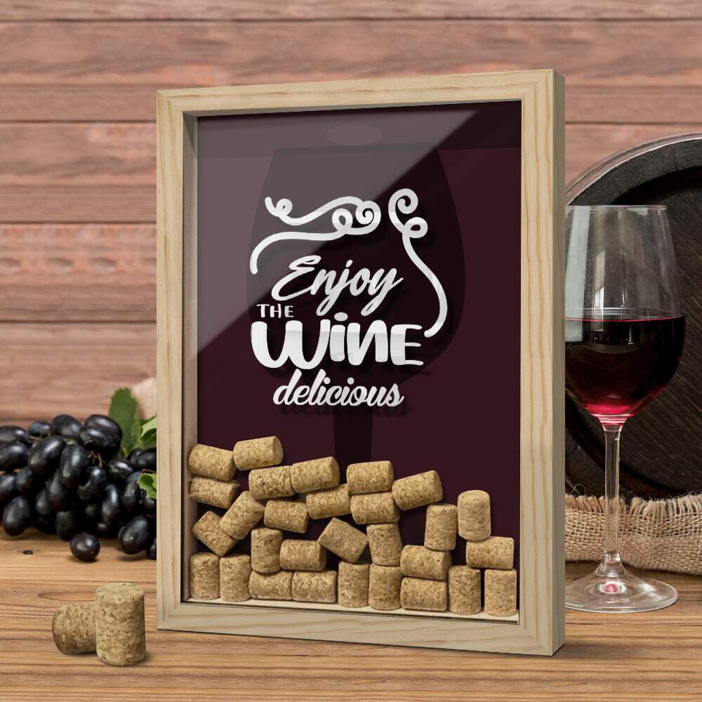 Quadro Decorativo Porta Rolhas enjoy the wine delicious
