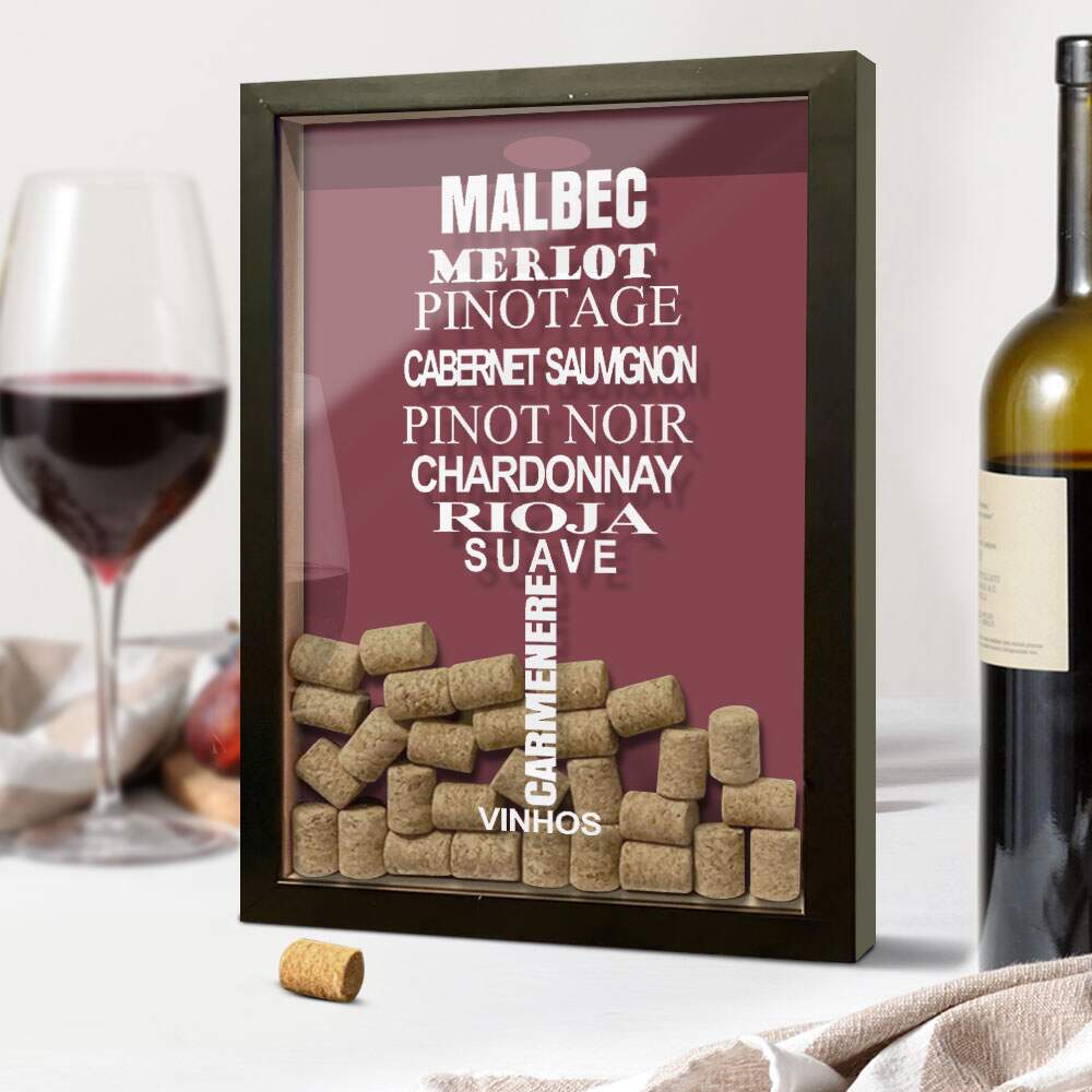 Quadro Decorativo Porta Rolhas marcas de vinho