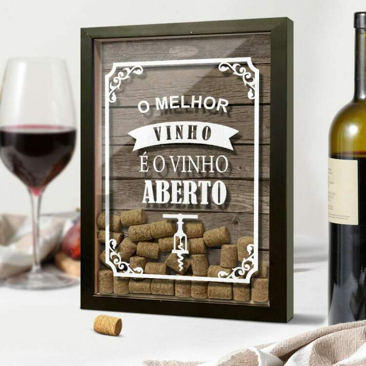 Quadro Decorativo Porta Rolhas o melhor vinho  o aberto