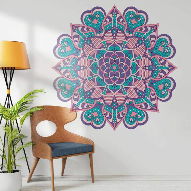 Adesivo de Parede Mandala Lils Rosa e Azul