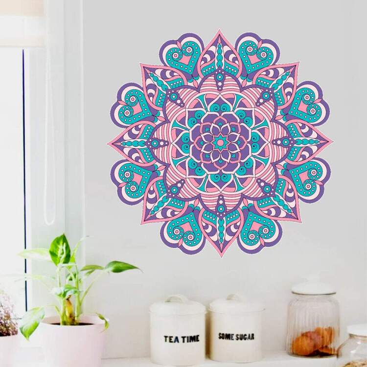 Adesivo de Parede Mandala Lils Rosa e Azul