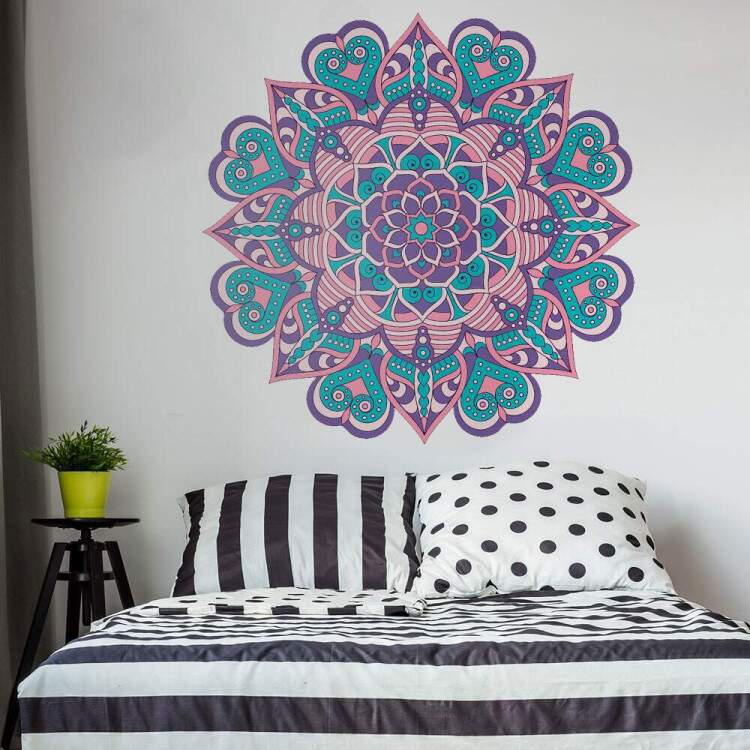 Adesivo de Parede Mandala Lils Rosa e Azul